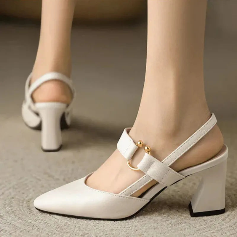 Pointed Toe Block Heel Shoes for Women