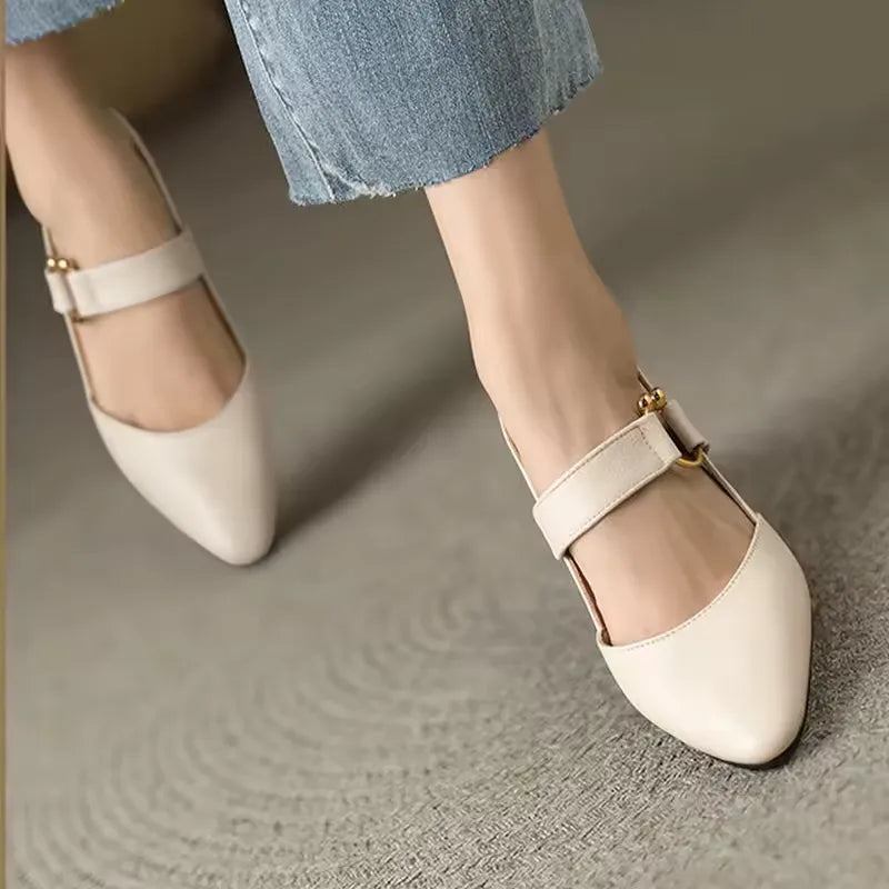 Pointed Toe Block Heel Shoes for Women