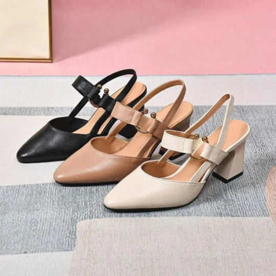 Pointed Toe Block Heel Shoes for Women
