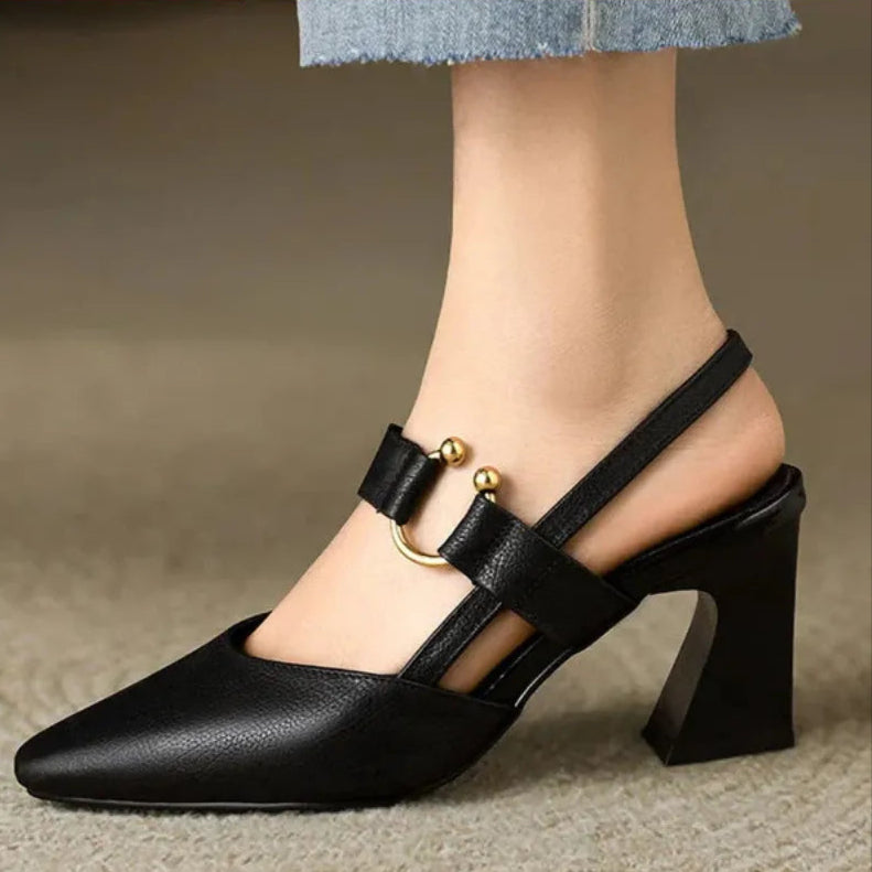 Pointed Toe Block Heel Shoes for Women