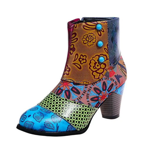 Retro High-Heel Boots with Side Fastening for Women Azzoria