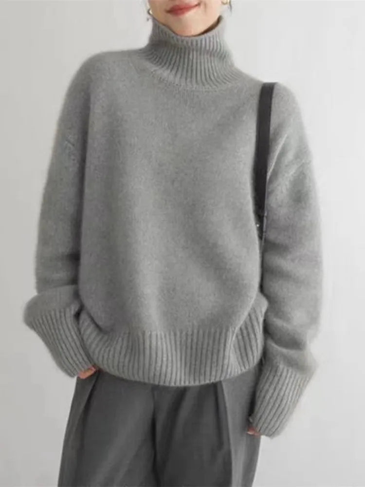 Ribbed Turtleneck Sweater for Women