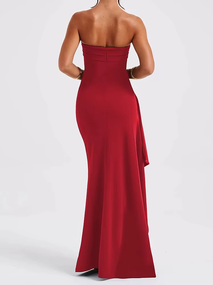 Ruched Strapless Maxi Dress for Women