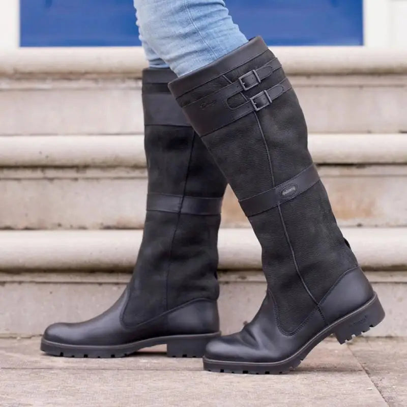 Louna - Bottes d'extérieur en cuir imperméables à coupe haute avec boucles