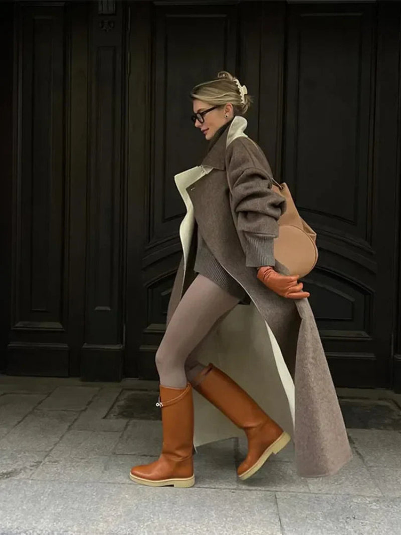 Charlotte – Women’s Long Relaxed-Fit Brown Coat