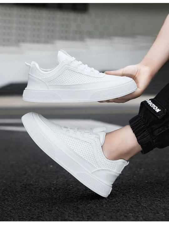 Perforated White Sneakers for Men