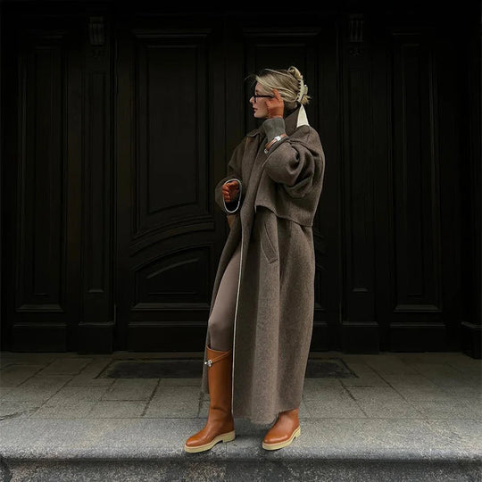 Charlotte – Women’s Long Relaxed-Fit Brown Coat