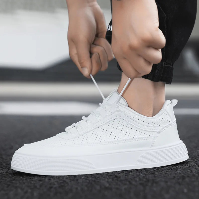 Perforated White Sneakers for Men