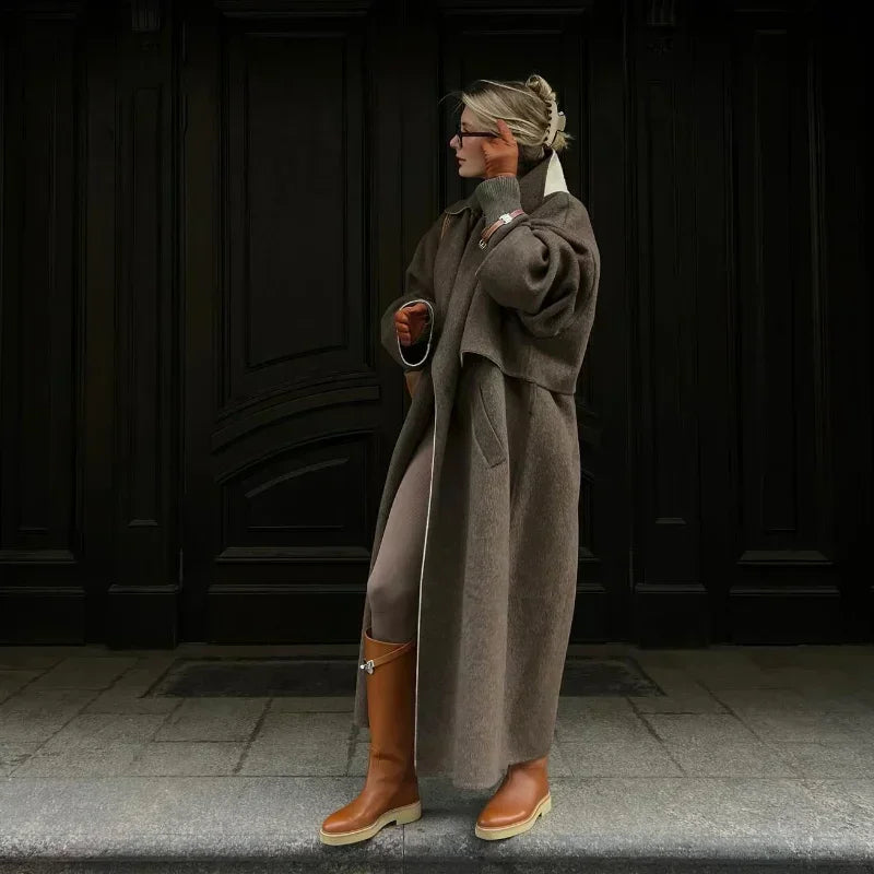 Charlotte – Women’s Long Relaxed-Fit Brown Coat