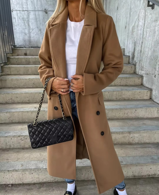 Eleanor – Women’s Long Double-Breasted Coat with Belt