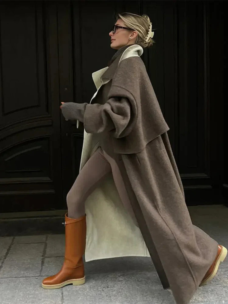 Charlotte – Women’s Long Relaxed-Fit Brown Coat