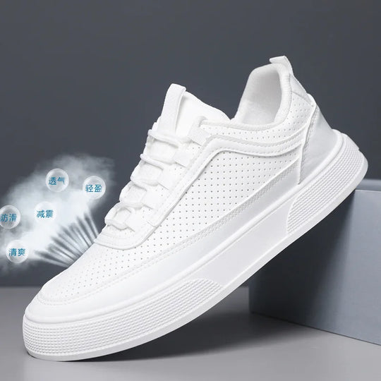 Perforated White Sneakers for Men