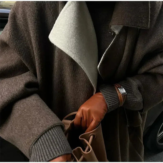 Charlotte – Women’s Long Relaxed-Fit Brown Coat