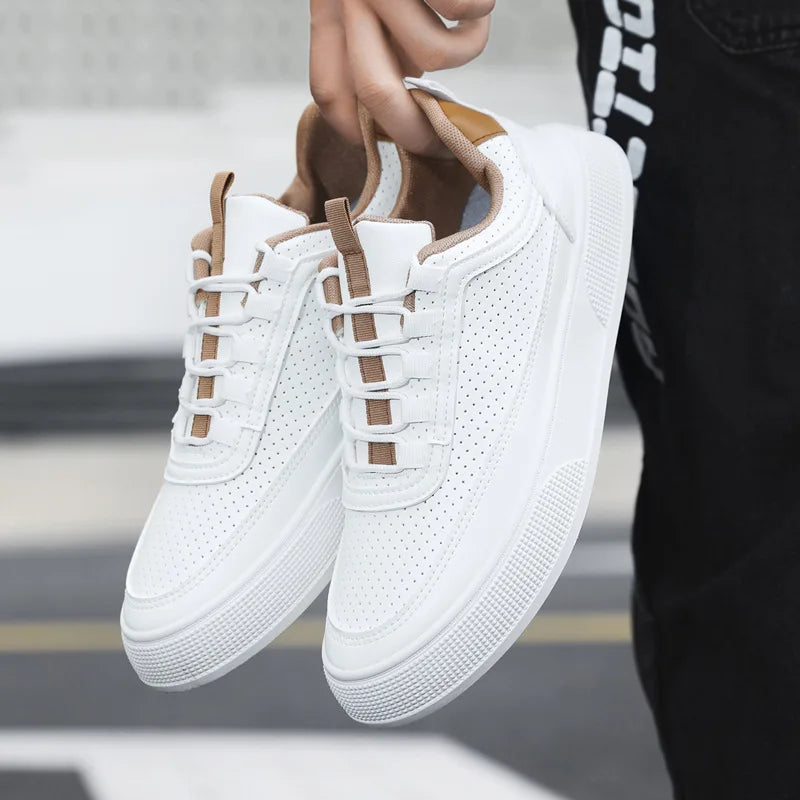 Perforated White Sneakers for Men