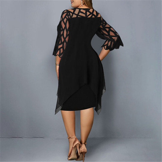 Sheer Overlay Cocktail Dress for Women