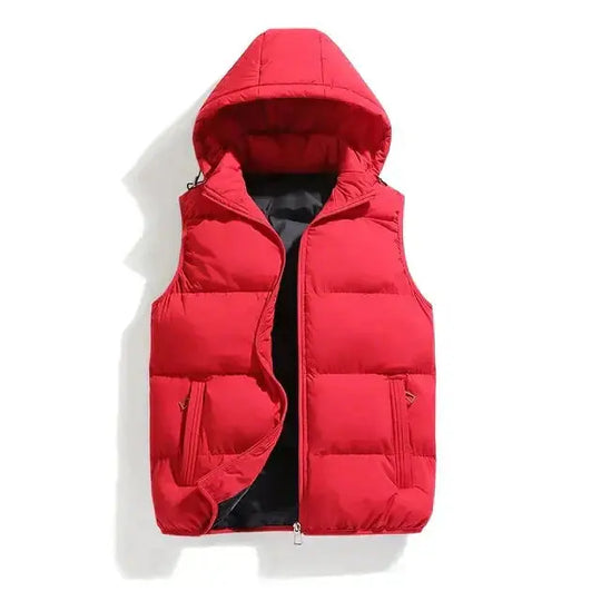 Sleeveless Winter Jacket - Bodywarmer with Detachable Hood for Men Azzoria