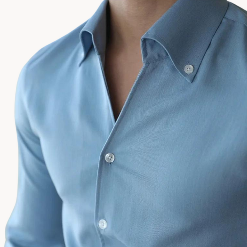 Slim-Fit Long-Sleeve Shirt with Stand Collar for Men
