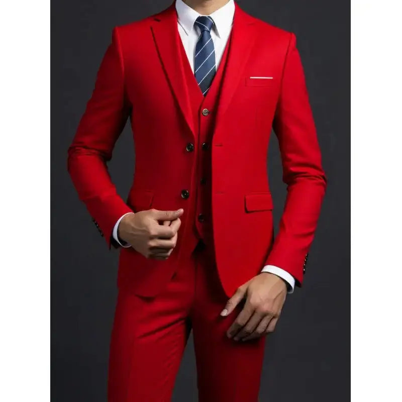 Solid Color Three-Piece Suit for Men Azzoria