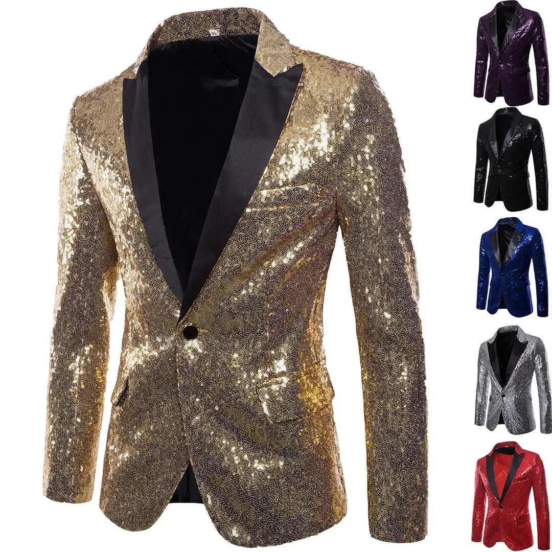 Sparkling Sequin Blazer Jacket for Men Azzoria