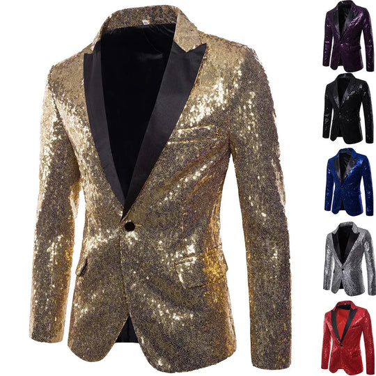 Sparkling Sequin Blazer Jacket for Men Azzoria
