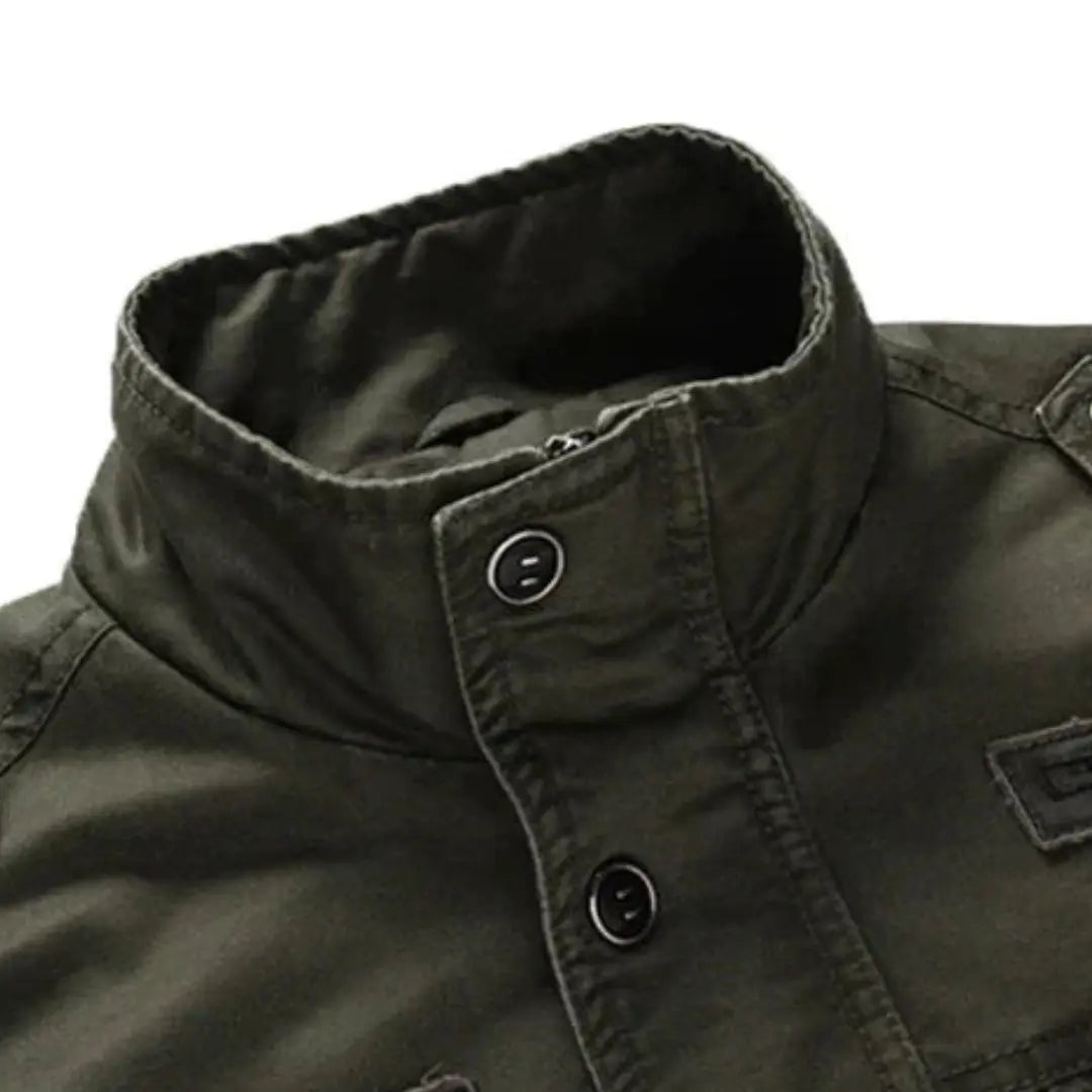 Stand Collar Military Jacket for Men Azzoria