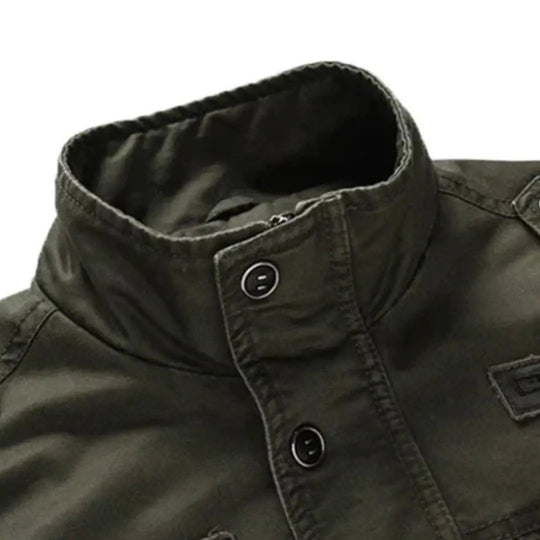 Stand Collar Military Jacket for Men Azzoria