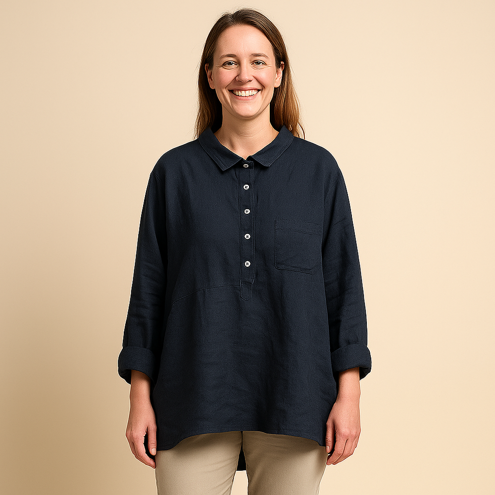 Straight-Cut Lapel Shirt for Women