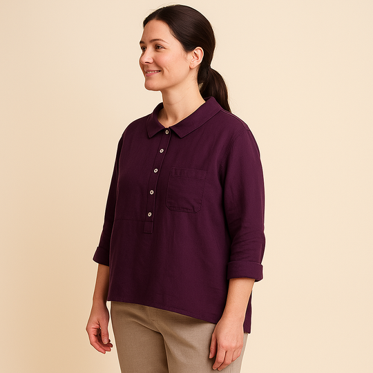 Straight-Cut Lapel Shirt for Women