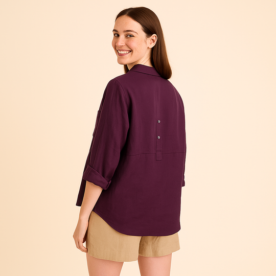 Straight-Cut Lapel Shirt for Women
