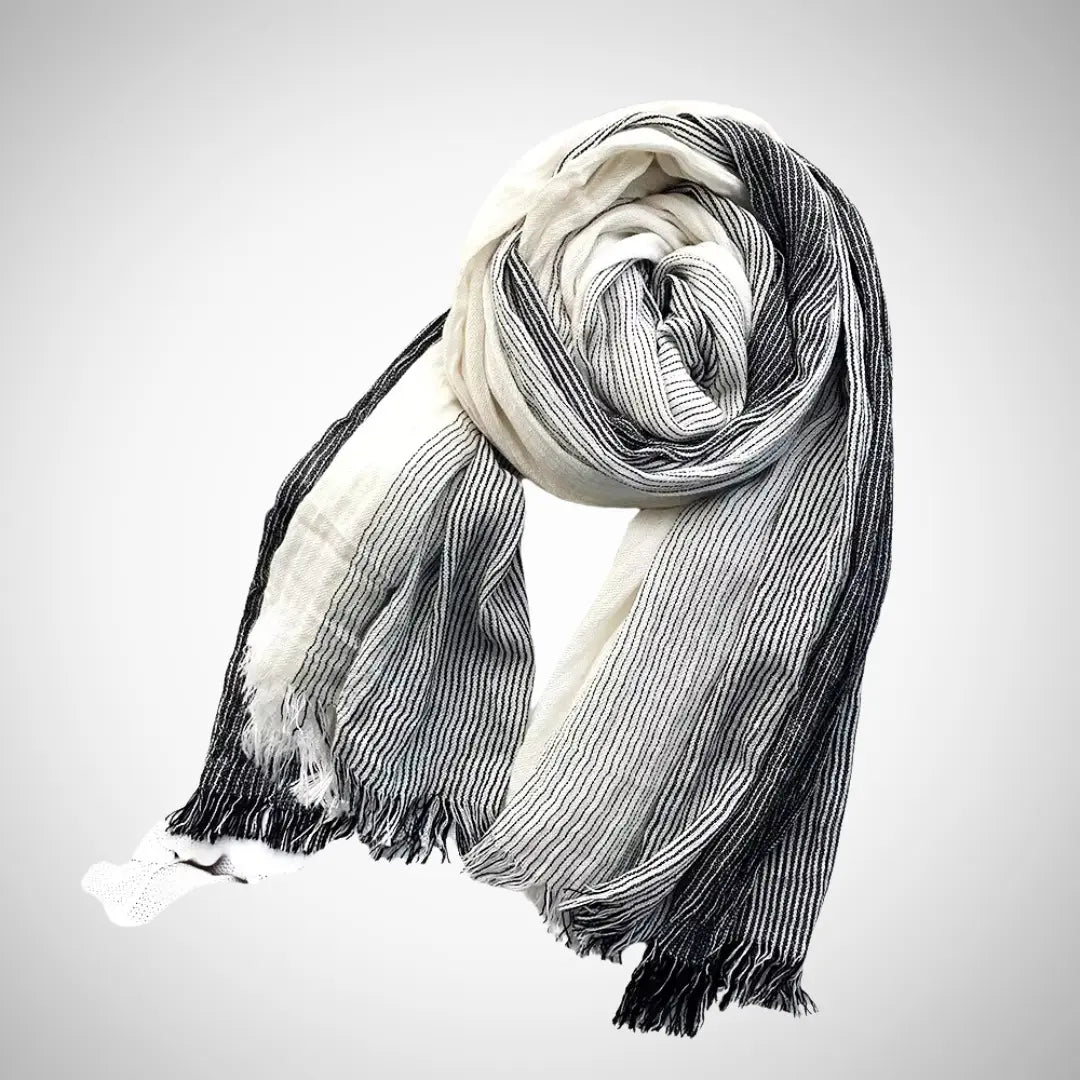 Striped Linen Blend Scarf for Women Azzoria