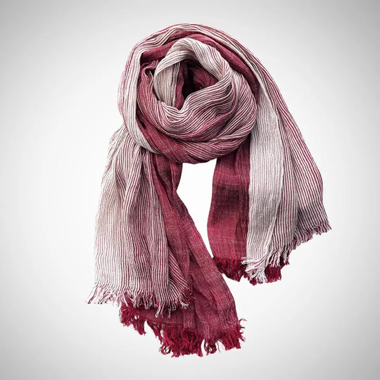 Striped Linen Blend Scarf for Women Azzoria