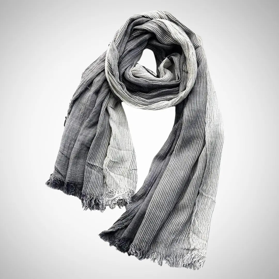 Striped Linen Blend Scarf for Women Azzoria