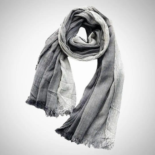 Striped Linen Blend Scarf for Women Azzoria