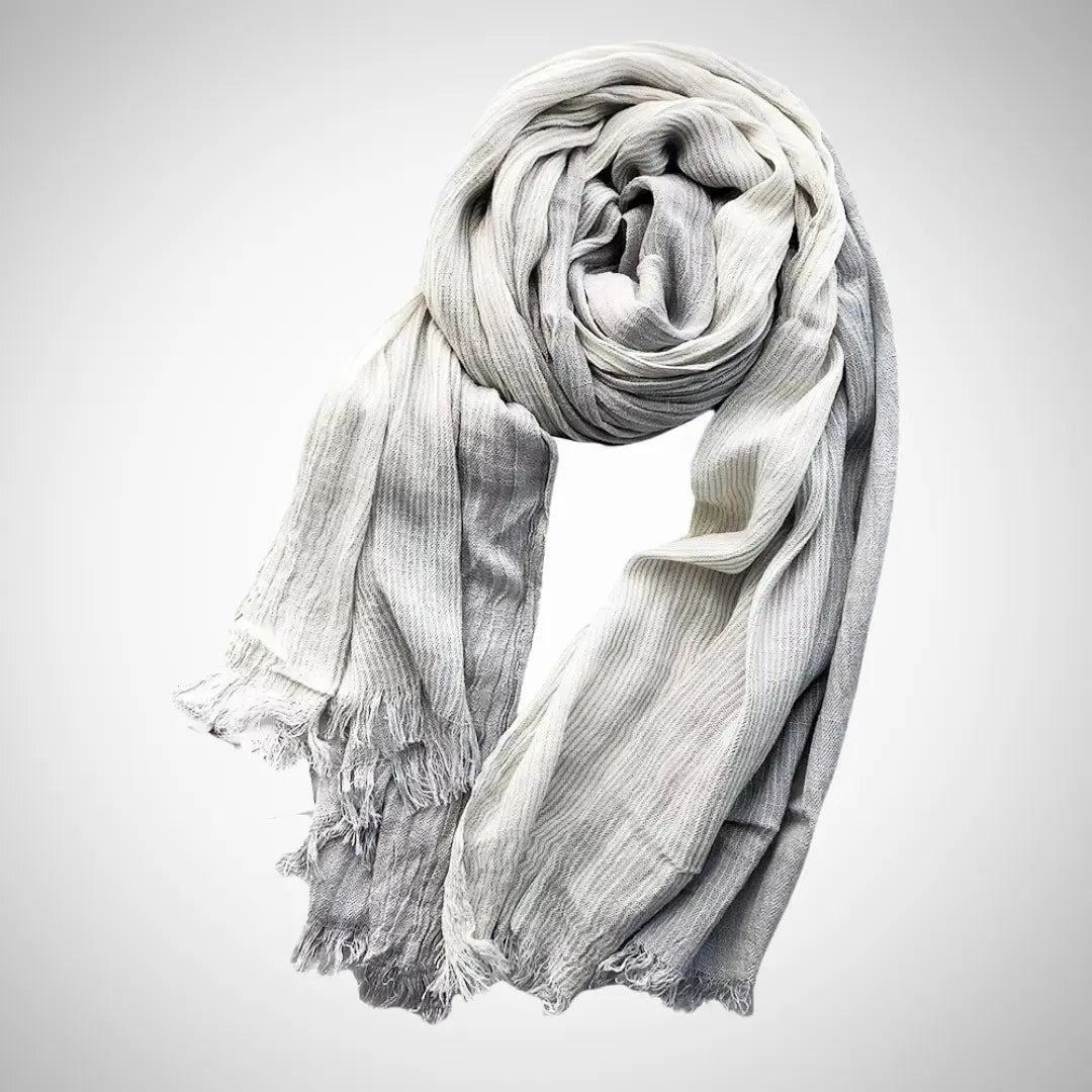 Striped Linen Blend Scarf for Women Azzoria
