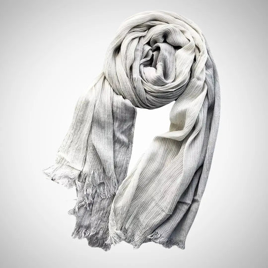Striped Linen Blend Scarf for Women Azzoria
