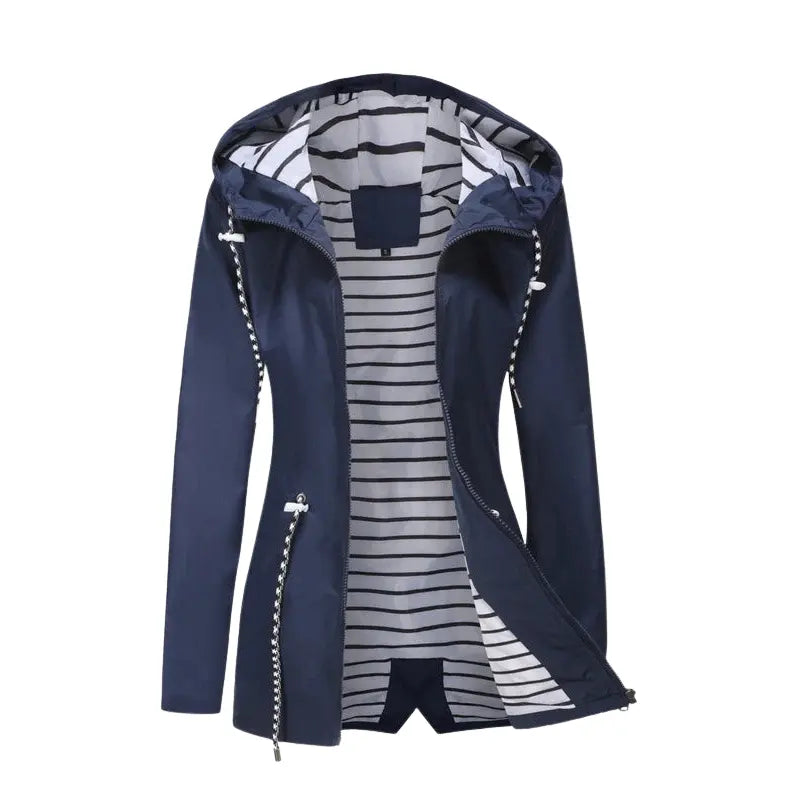 Striped Lining Hooded Jacket for Women Azzoria