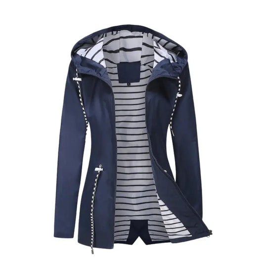 Striped Lining Hooded Jacket for Women Azzoria