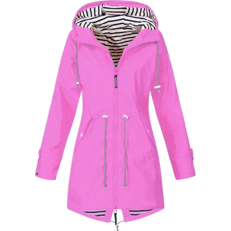 Striped Lining Hooded Jacket for Women Azzoria