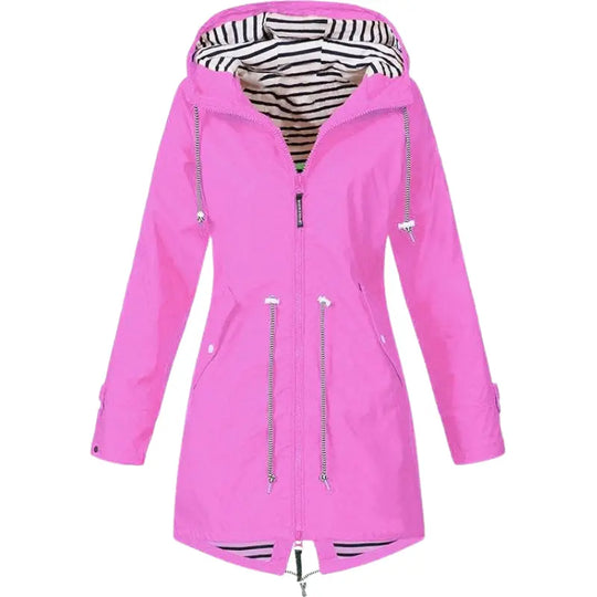 Striped Lining Hooded Jacket for Women Azzoria