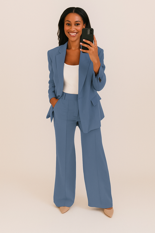 Blazer and Wide-Leg Trousers Set for Women
