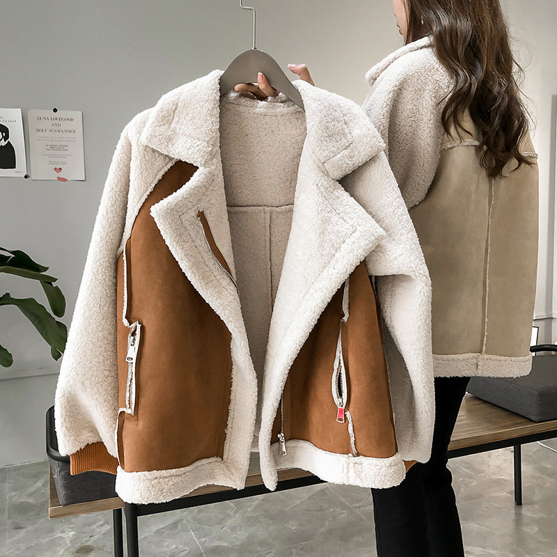 Suede Winter Coat with Lined Interior for Women