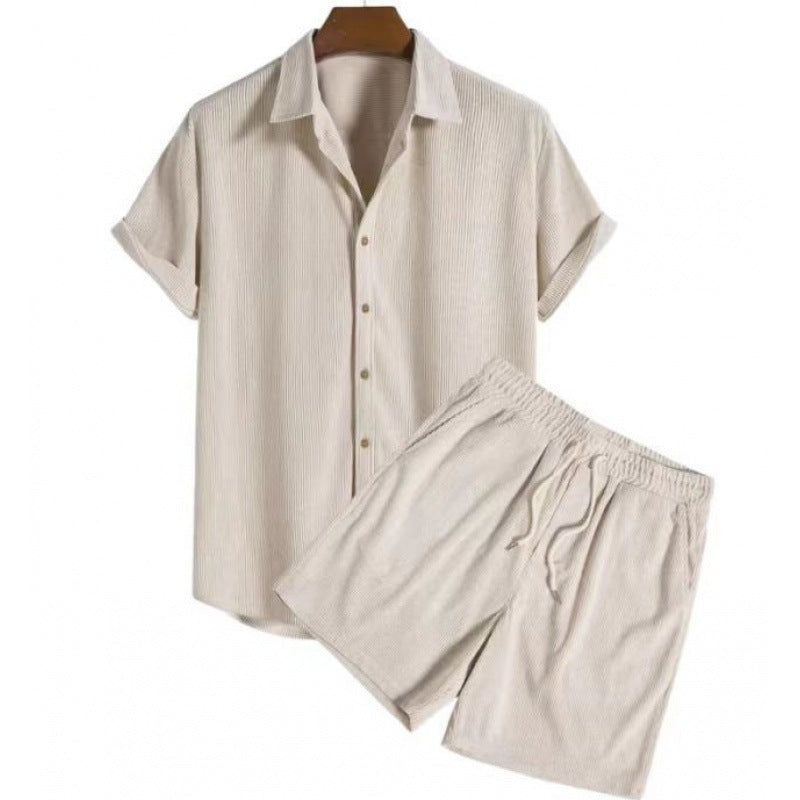 Two-Piece Summer Outfit – T-Shirt and Shorts Set for Men