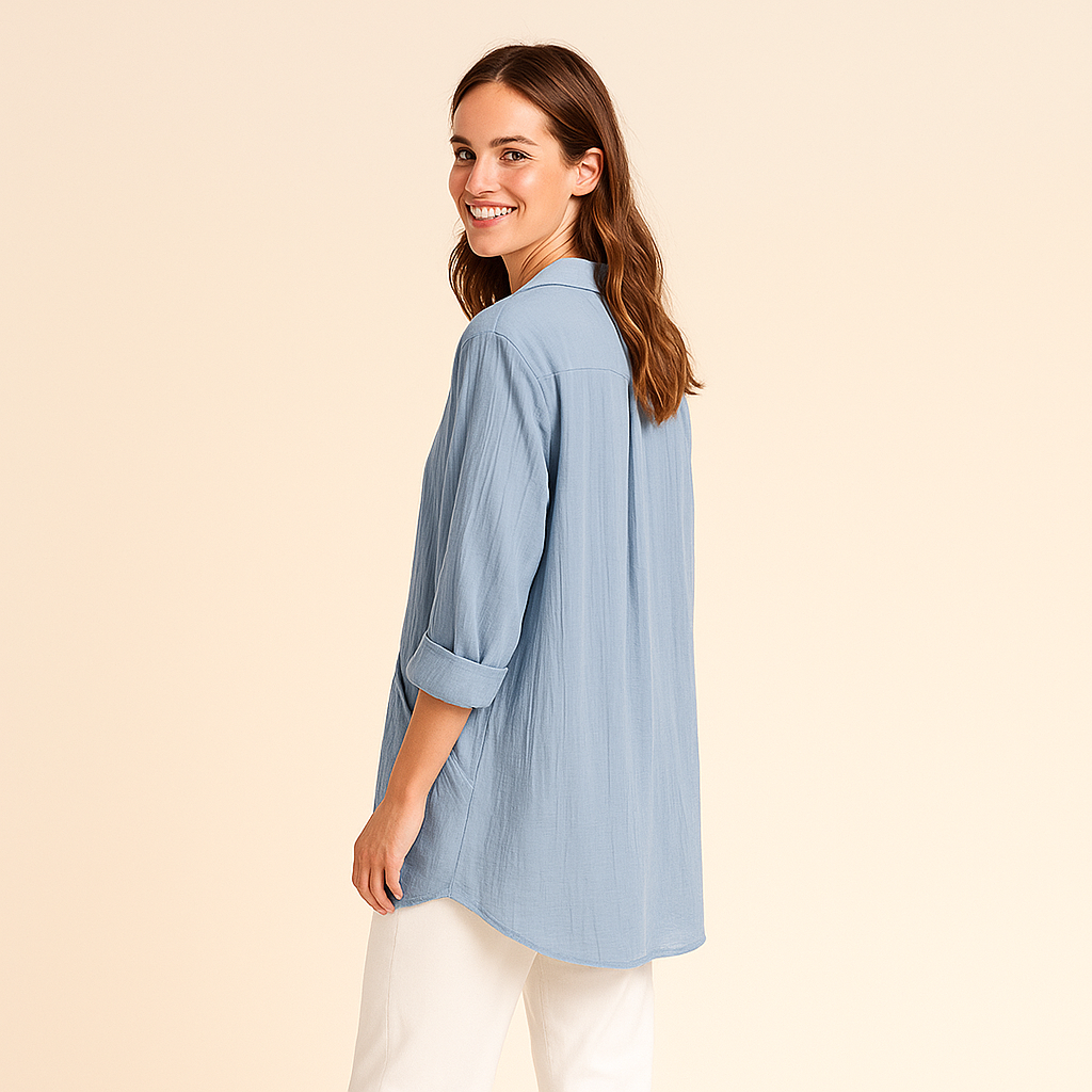 Textured Button-Up Shirt for Women