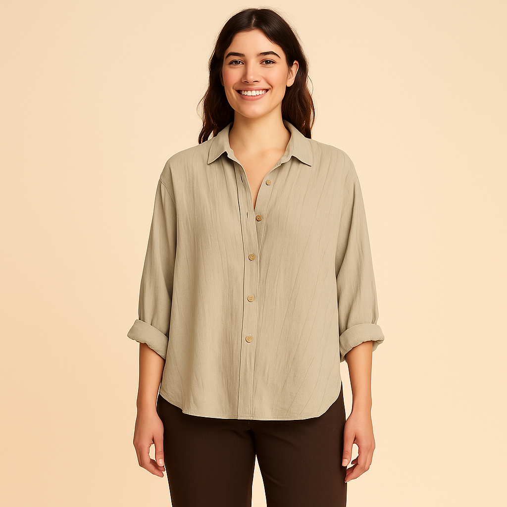 Textured Button-Up Shirt for Women