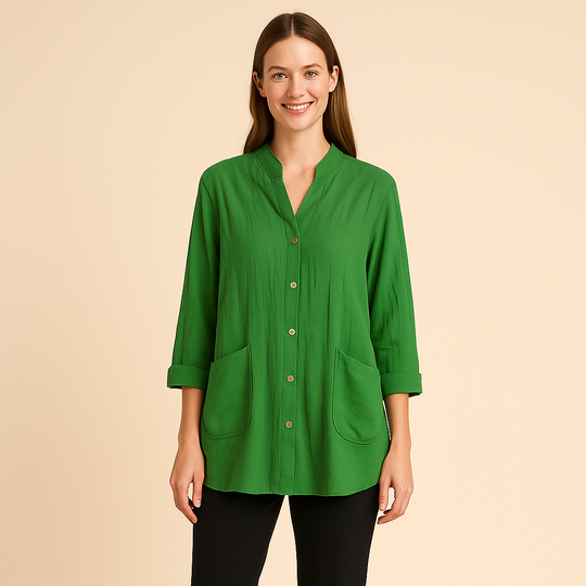Textured Button-Up Shirt for Women