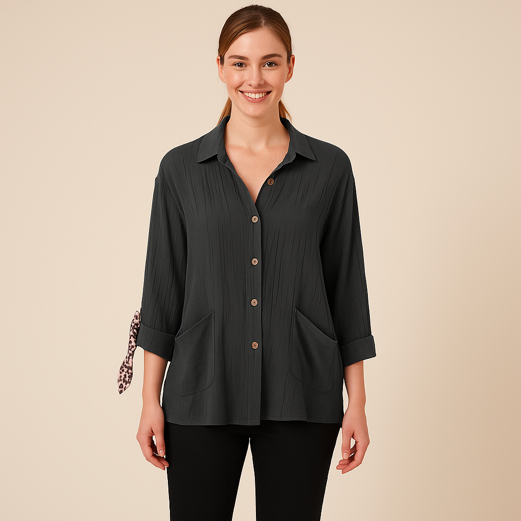 Textured Button-Up Shirt for Women