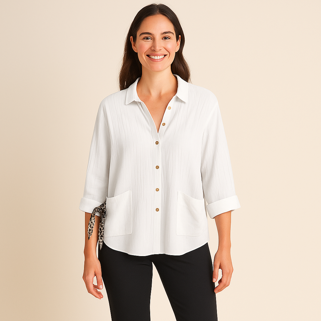 Textured Button-Up Shirt for Women