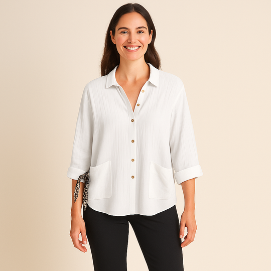 Textured Button-Up Shirt for Women