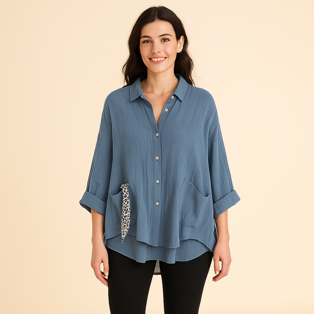Textured Button-Up Shirt for Women