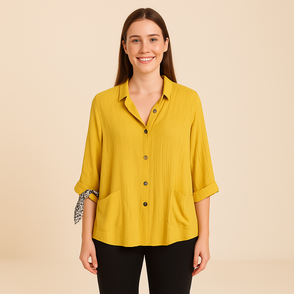 Textured Button-Up Shirt for Women